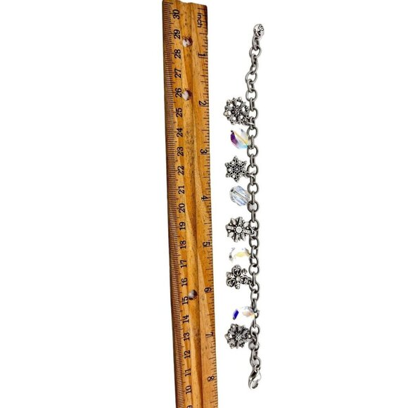 Brighton SNOW DIVA Snowflake Charm Bracelet Silver Plated Clear Crystal 7 To 8 “ - Picture 5 of 6